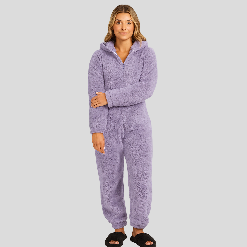 Mirella | Pyjama en velours avec capuche et fermeture éclair