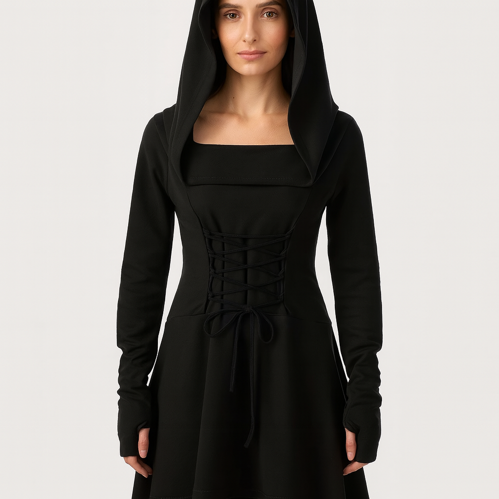 Robe Gothic MoonShadow – Robe Cosplay pour femme avec capuche et manches