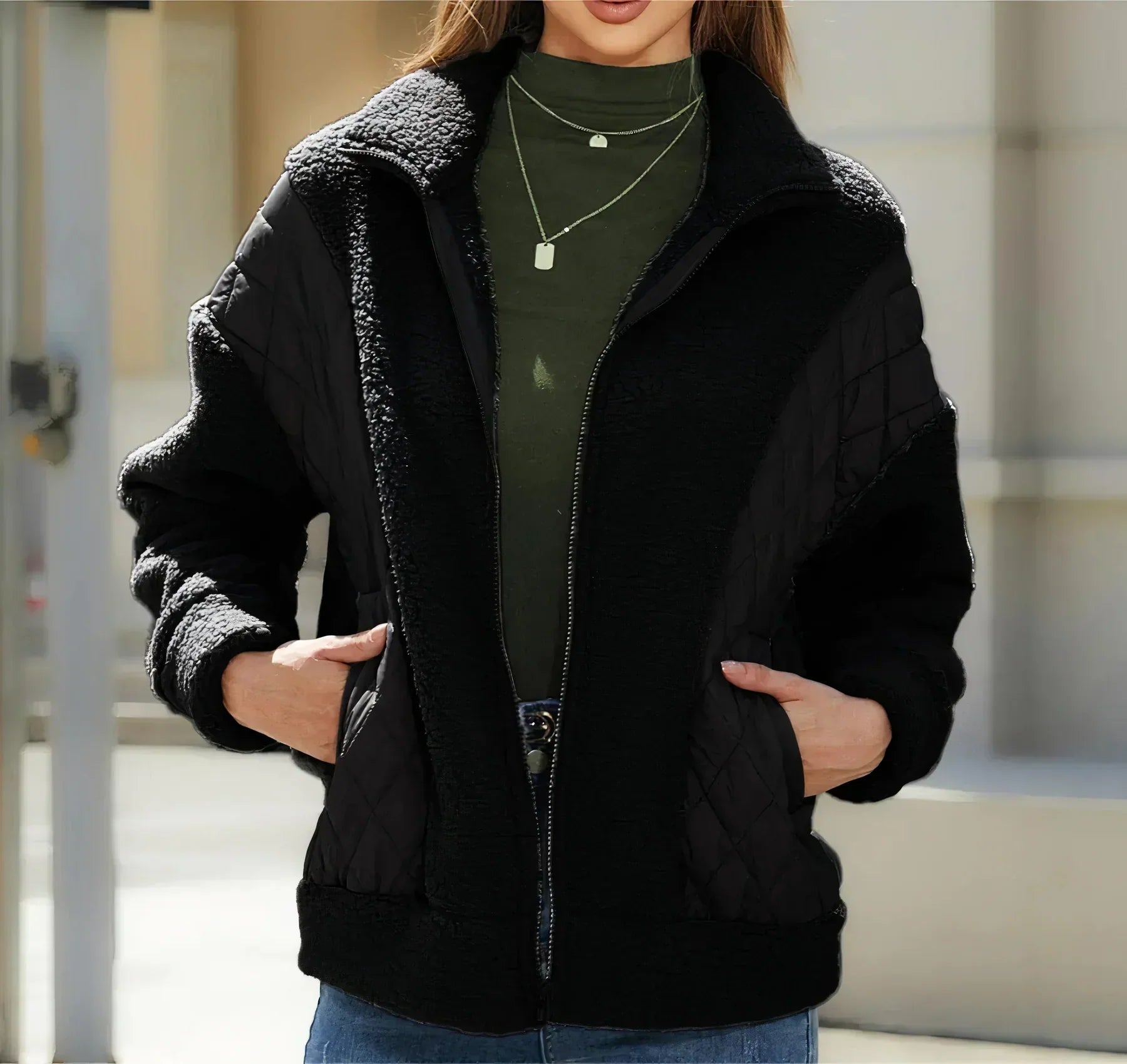 Clara - Manteau doux avec fermeture éclair et poches
