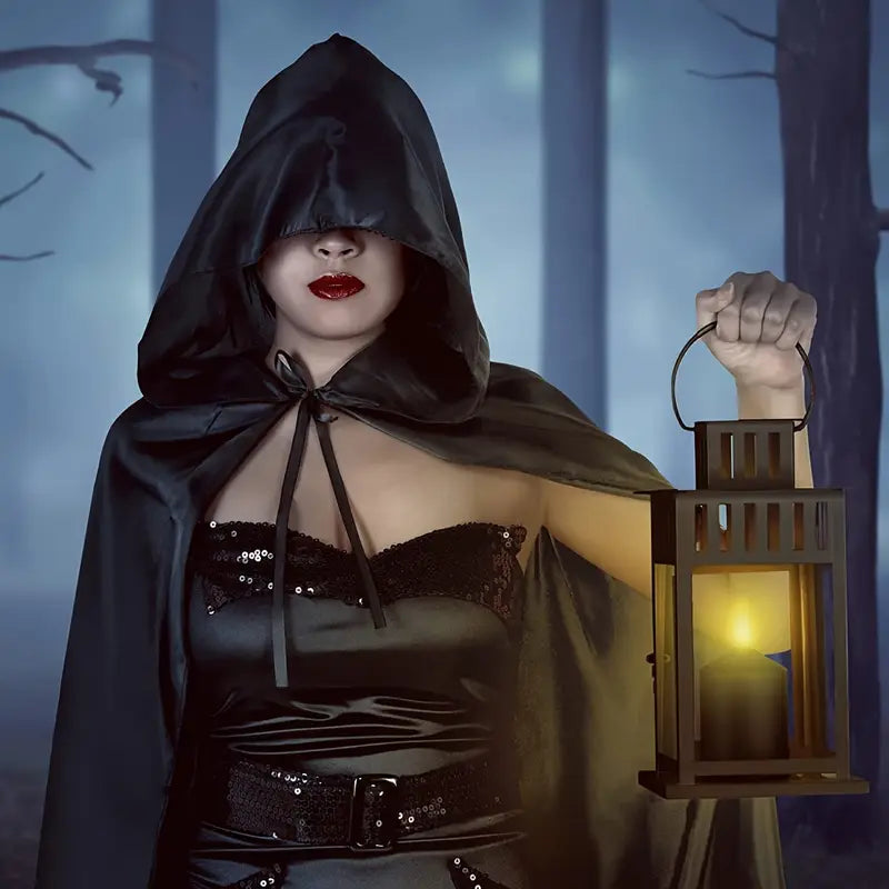 Cape d'Halloween NightShade – Costume en polyester noir avec capuche