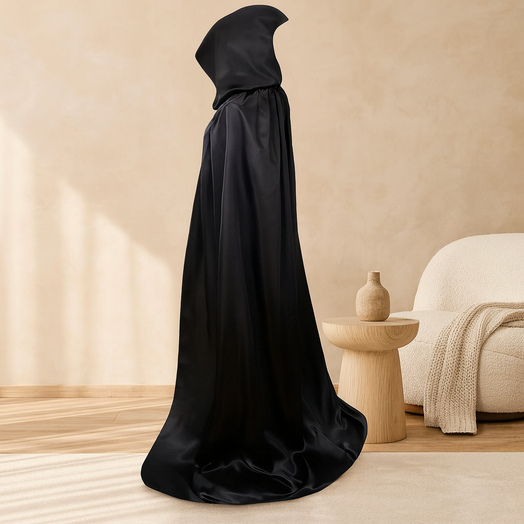 Cape d'Halloween NightShade – Costume en polyester noir avec capuche