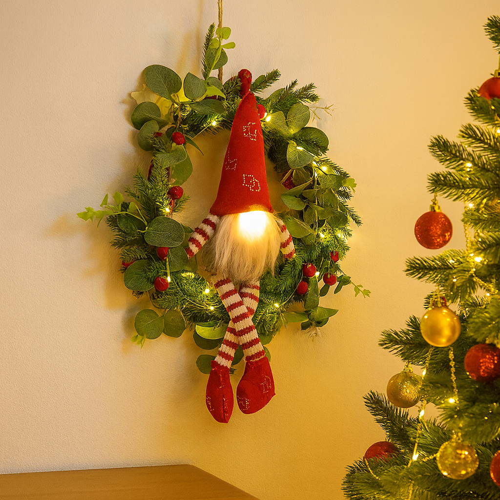 Nordwyn | Couronne de Noël enchantée avec un lutin