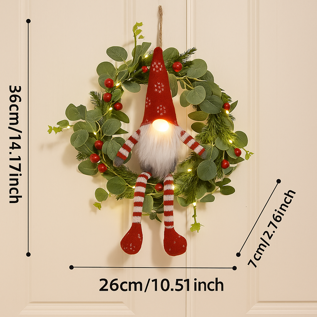 Nordwyn | Couronne de Noël enchantée avec un lutin