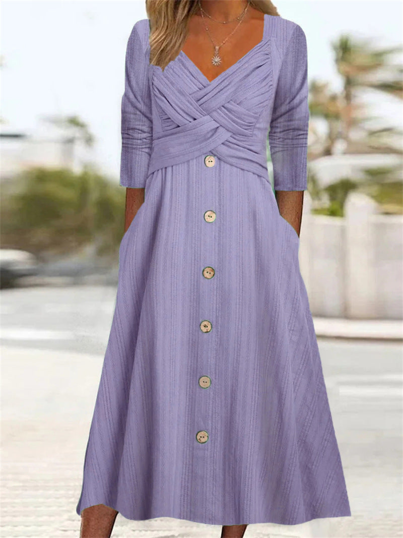 Robe maxi décontractée Sofie avec détails de boutons