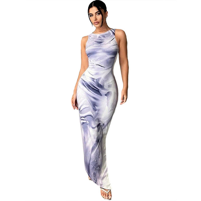 Robe sans manches imprimée Veralyn avec col rond