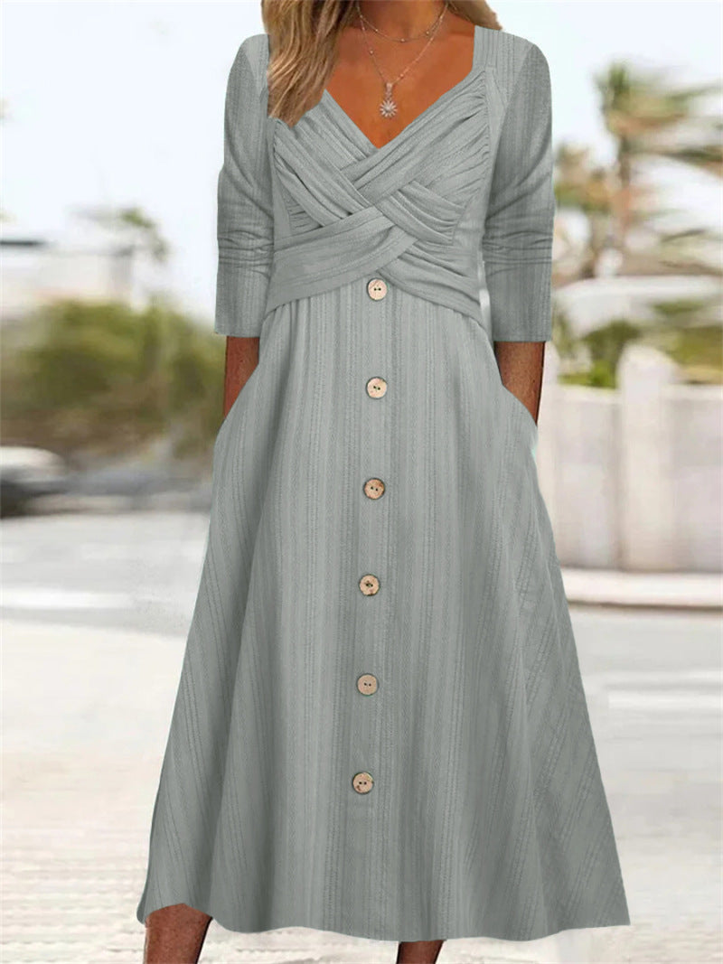 Robe maxi décontractée Sofie avec détails de boutons