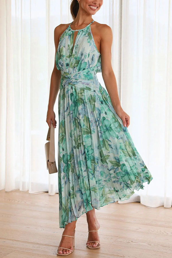 Dane - Robe longue fluide à fleurs et dos nu