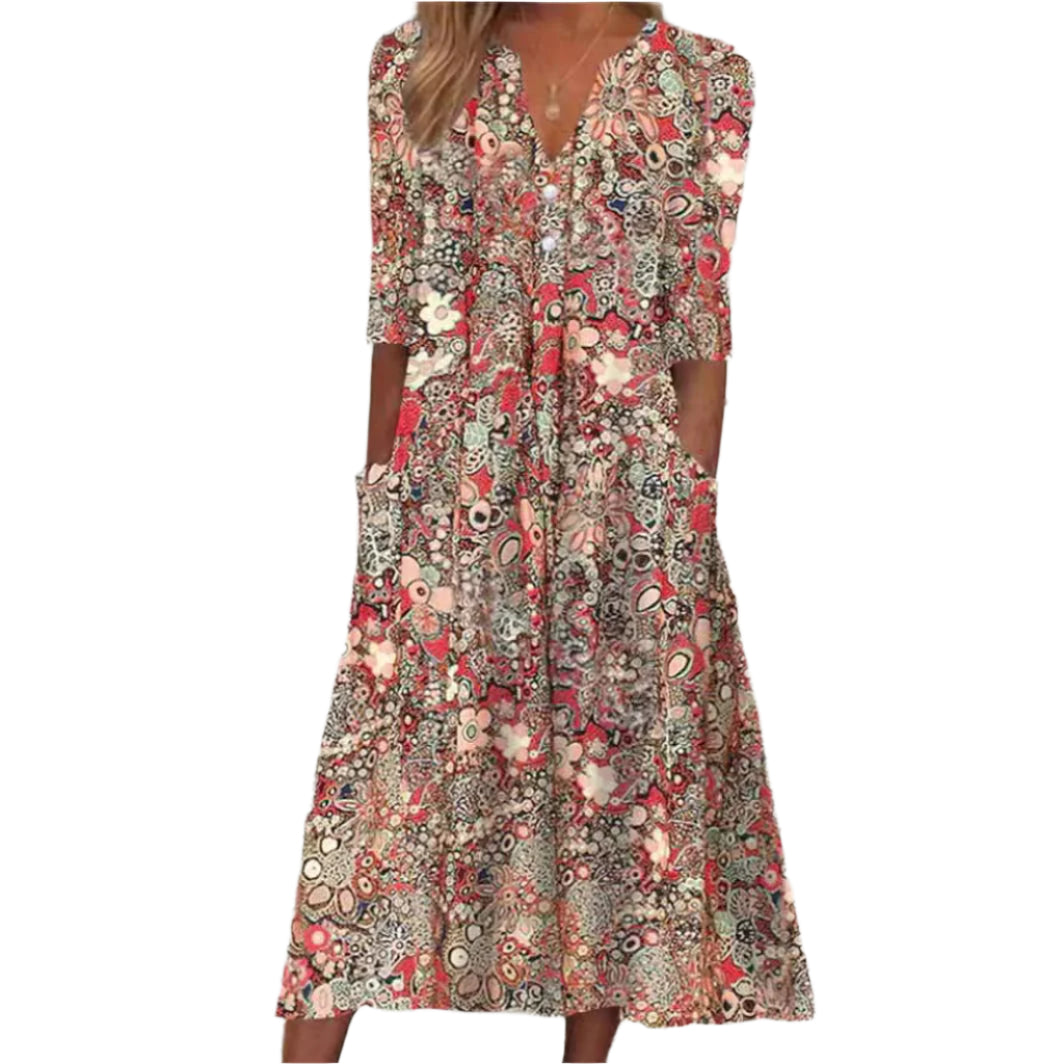 Flora - Élégante Robe Chemise Imprimée de Fleurs