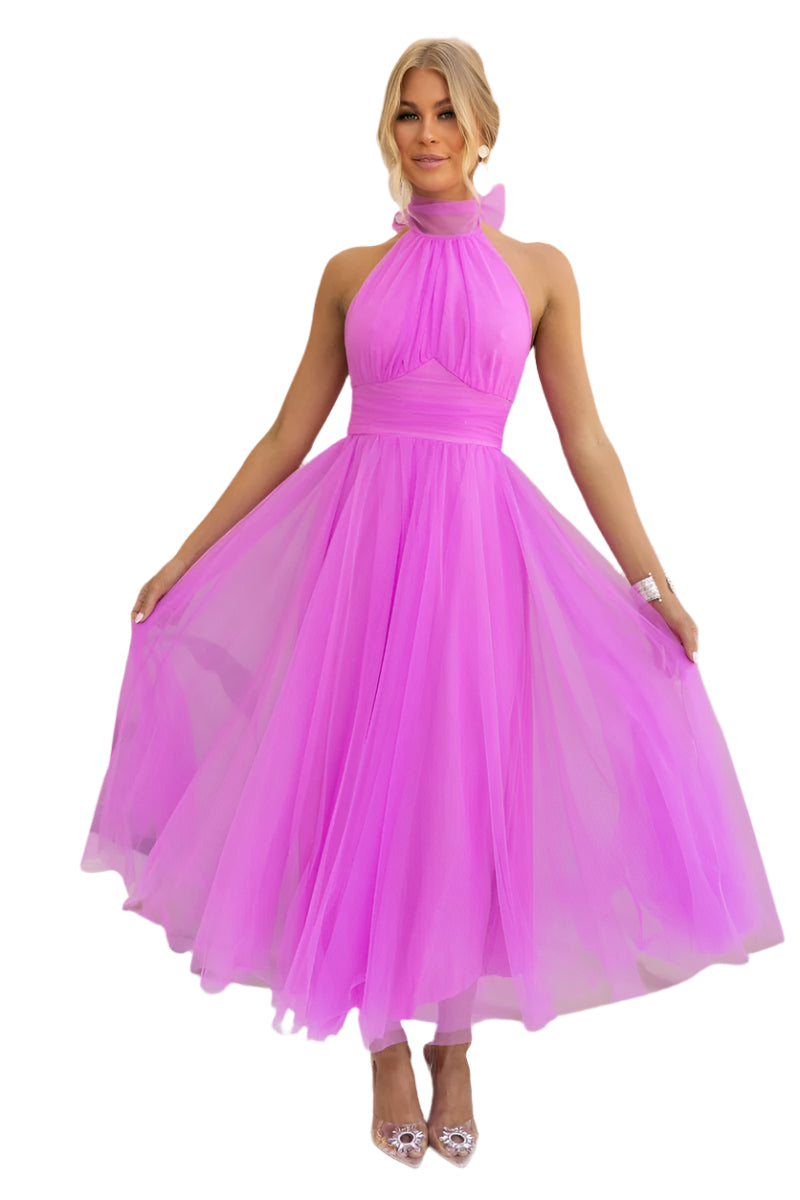 Precella - Élégante robe midi en tulle dos nu