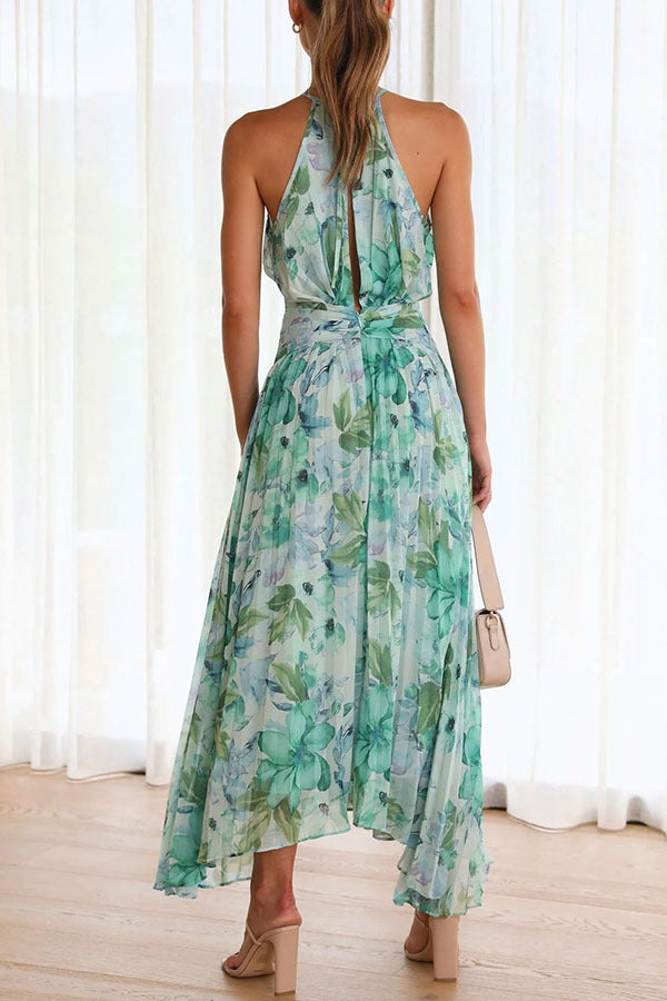 Dane - Robe longue fluide à fleurs et dos nu