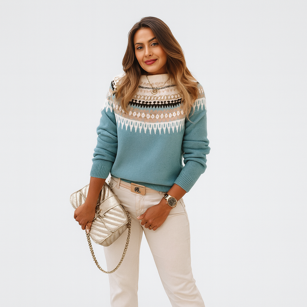 Pull à col roulé Olivia en maille norvégienne pour femmes