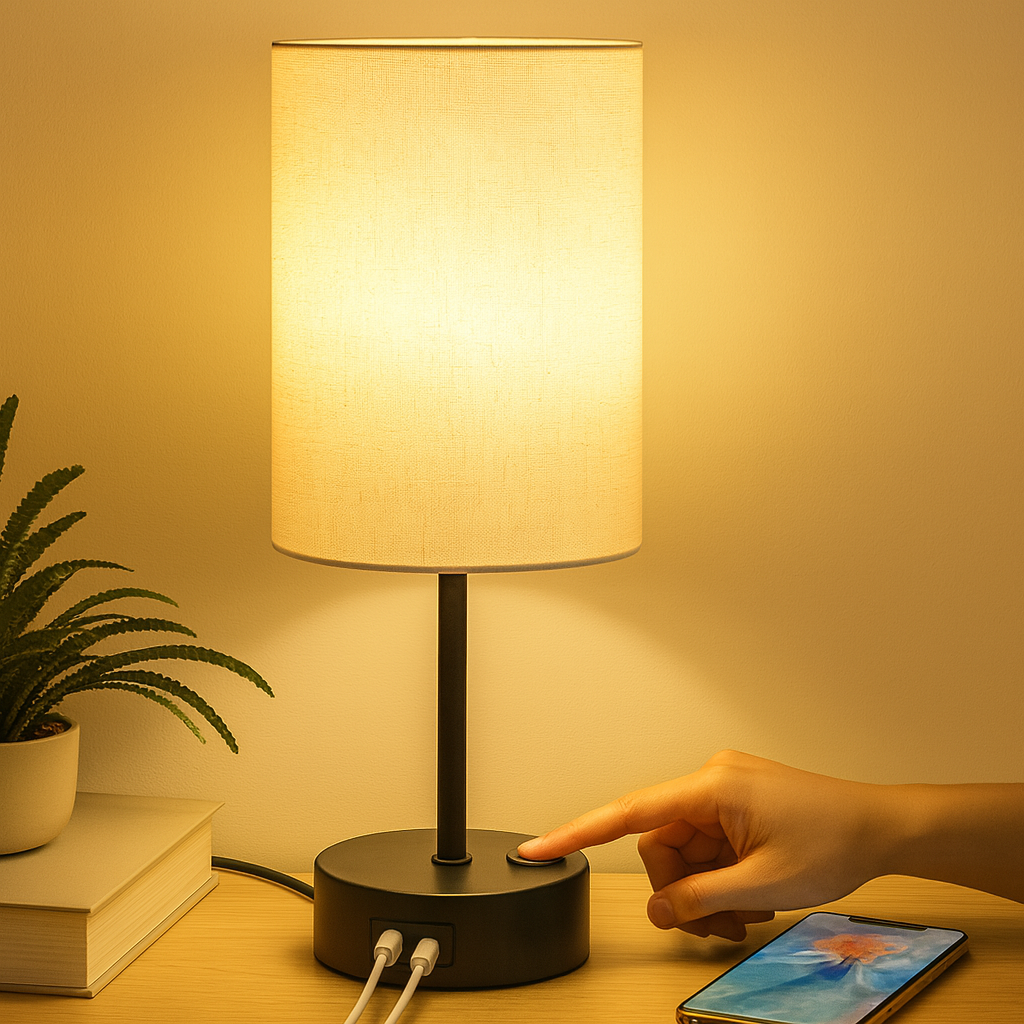 Orren | Lampe de nuit à intensité tactile avec charge USB