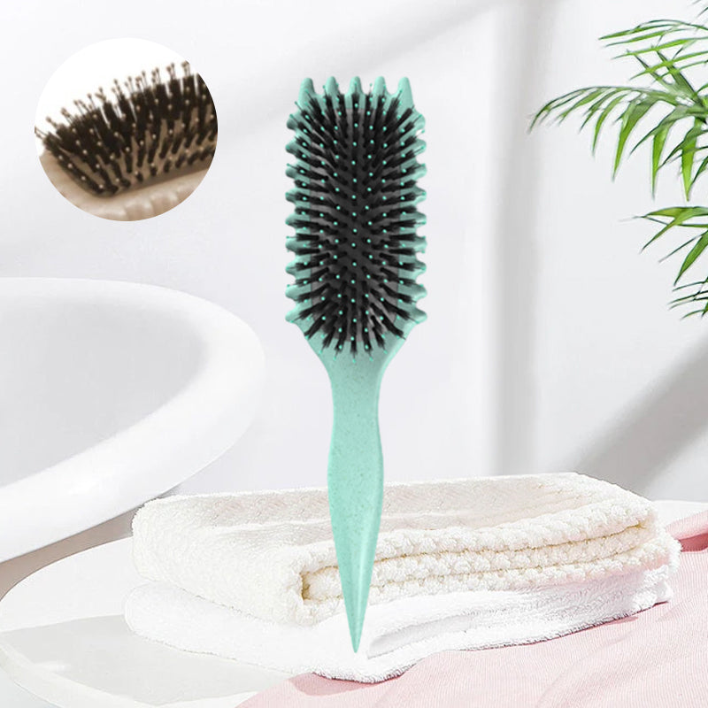 Laura - Brosse plate double fonction avec poils de sanglier pour cheveux secs et mouillés
