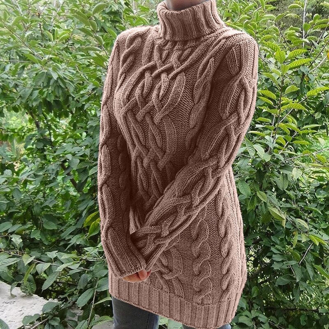 Lucia - Pull à col roulé en tricot torsadé