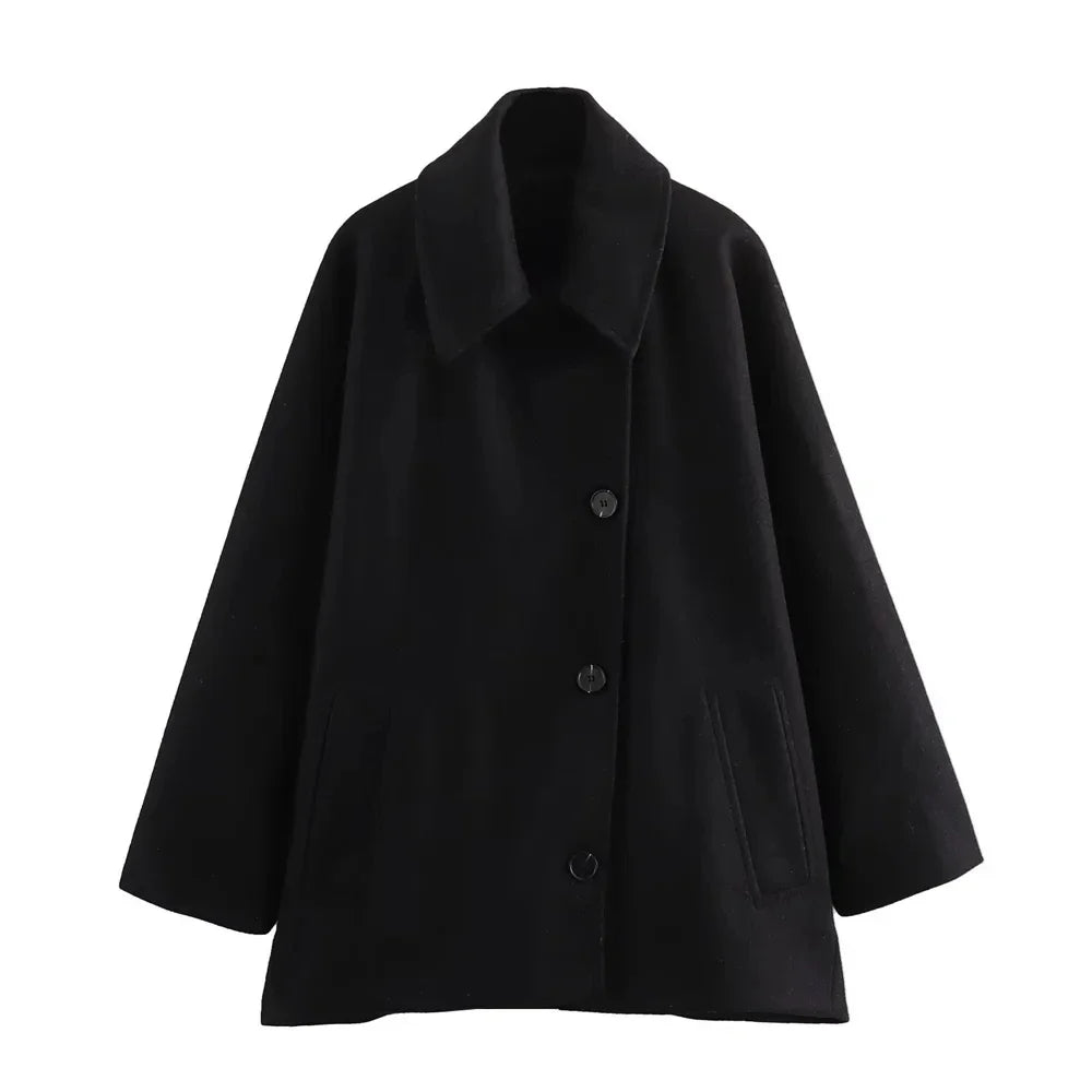 Caroline - Manteau décontracté oversized en laine mélange
