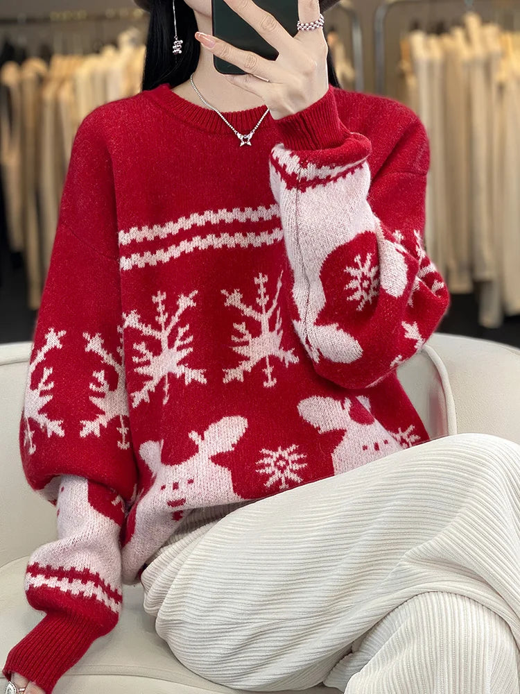 Dana - Pullover en laine tricoté pour femmes à Noël