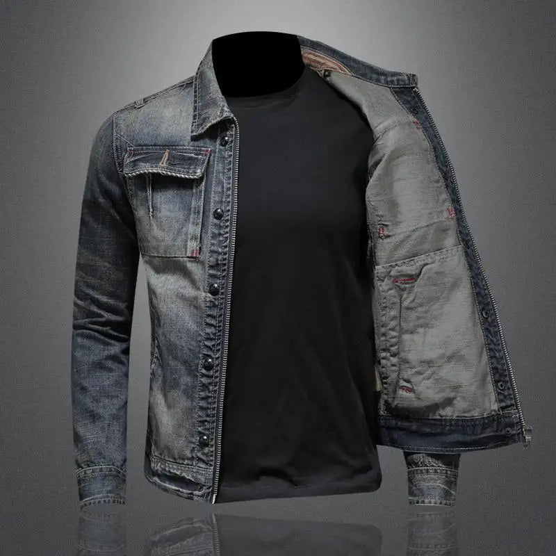 Felipe - Veste en denim noir pour hommes en cas d'urgence