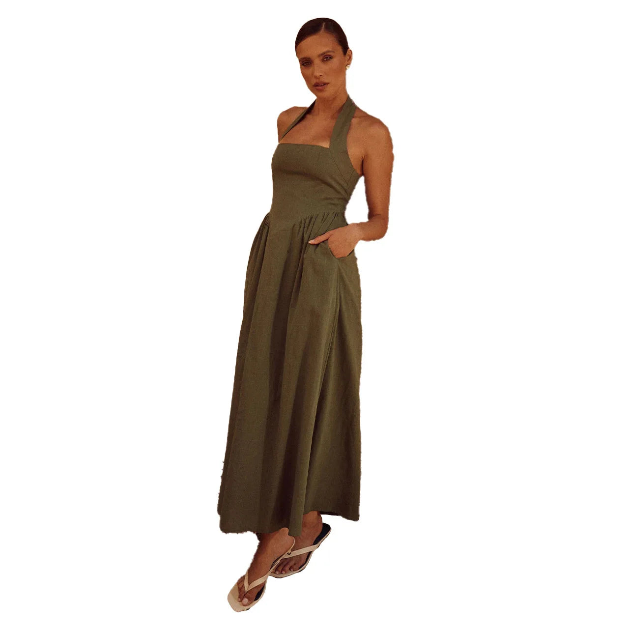 Pernilla – Robe Maxi Élégante avec Décolleté Halterneck