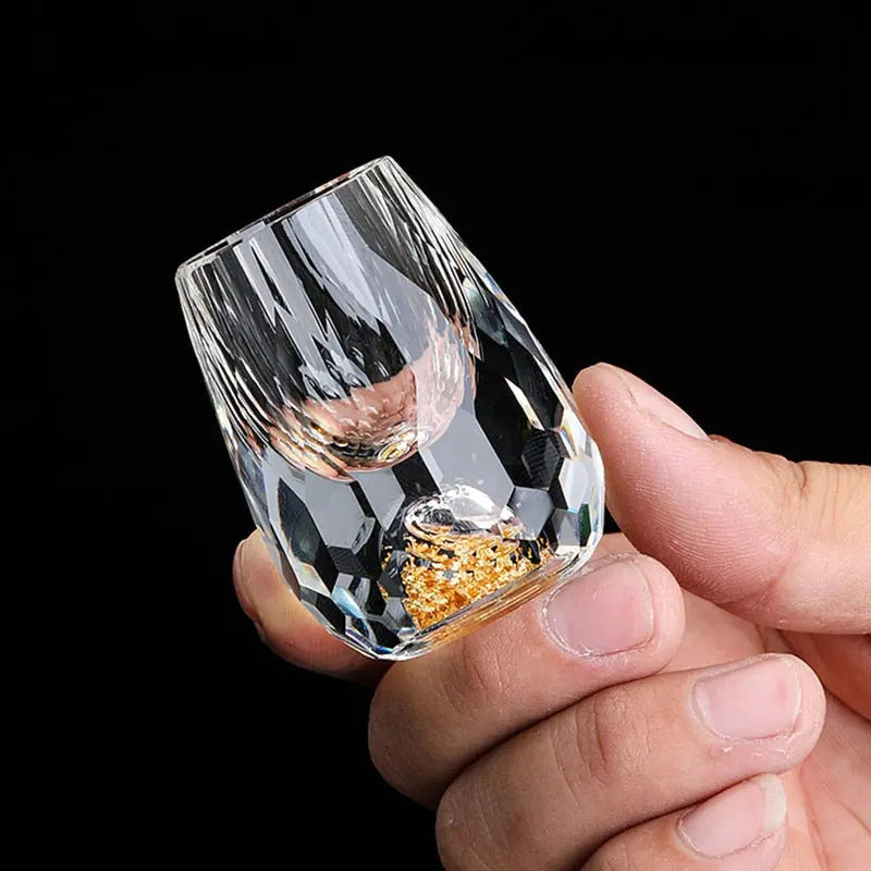 Auragold - Verre à shot Krystal avec vraies feuilles d'or