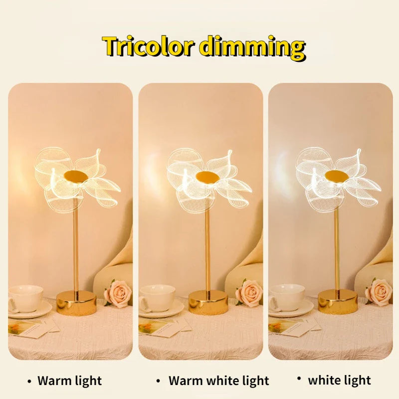Lampe de bureau LED en acrylique doré rétro