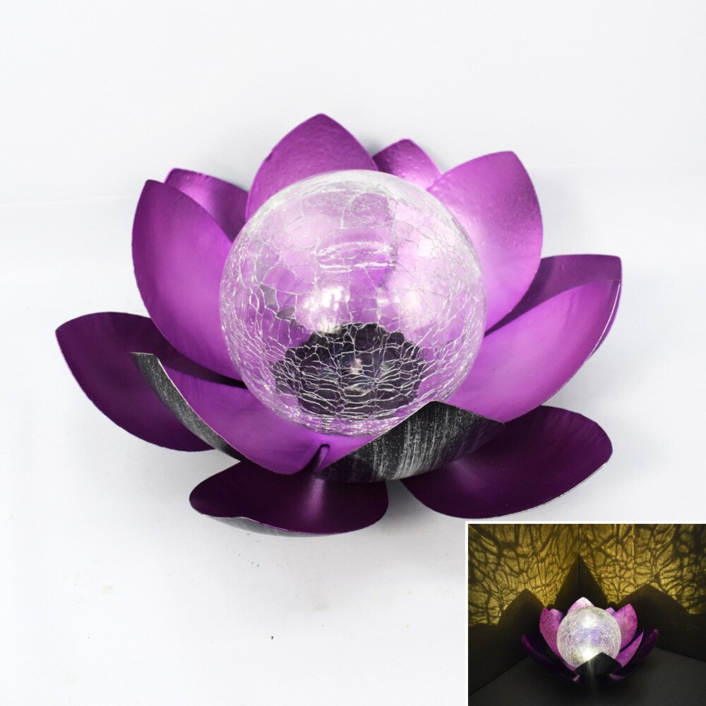 LumaLotus - Lotus lumineux solaire avec centre en verre crépitant