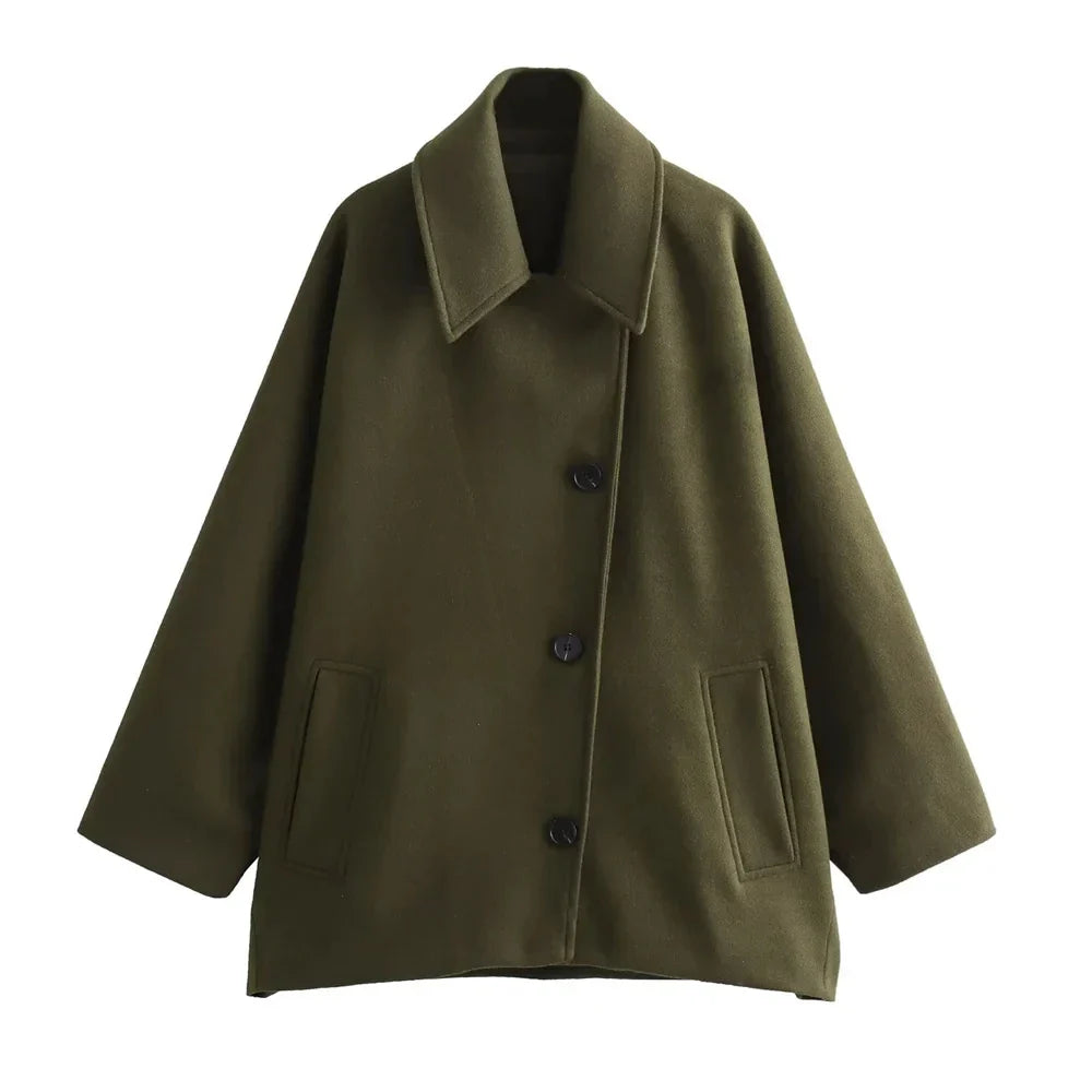 Caroline - Manteau décontracté oversized en laine mélange