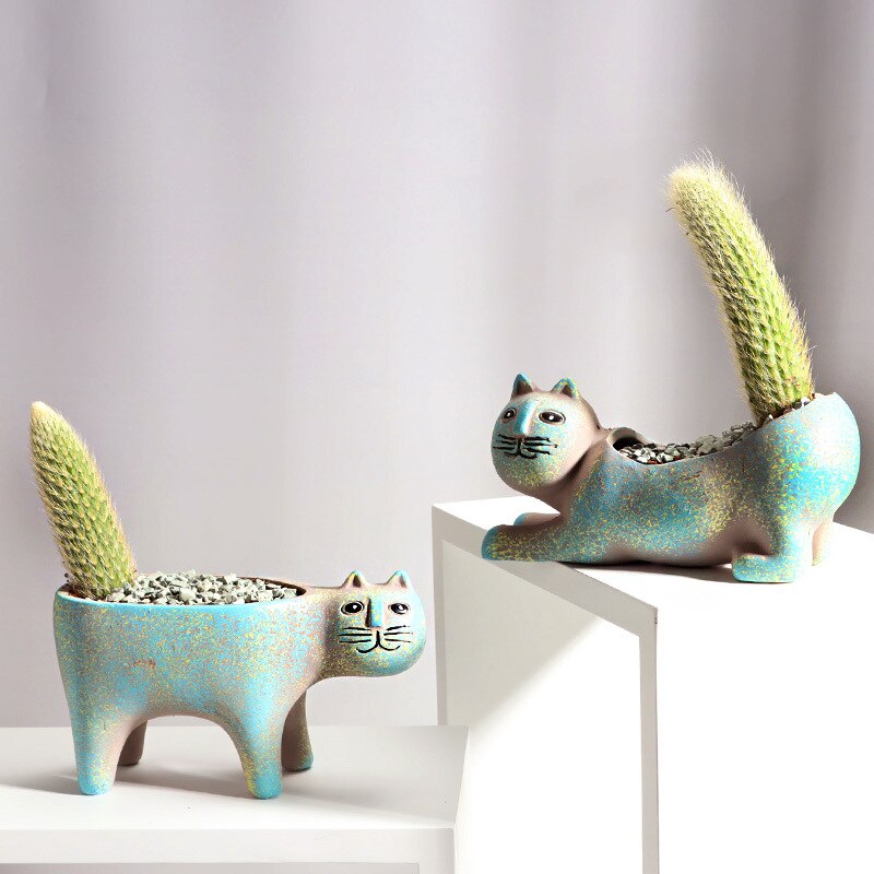 PurrBloom - Bacs à plantes en forme de chat élégants pour succulentes