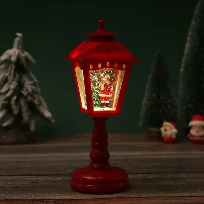 Lanterne à neige scintillante de Noël avec lumière