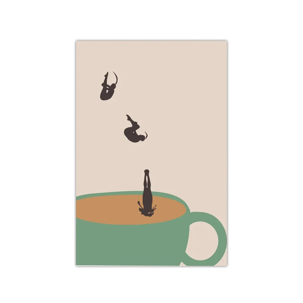 MugDive - Affiches d'art fantaisistes inspirées du café