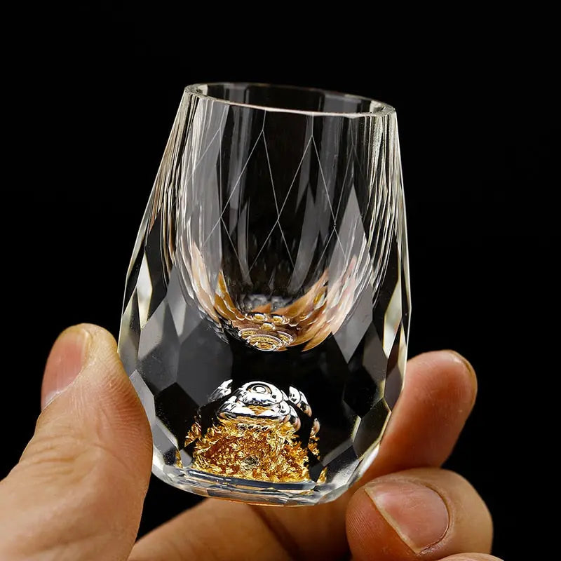 Auragold - Verre à shot Krystal avec vraies feuilles d'or