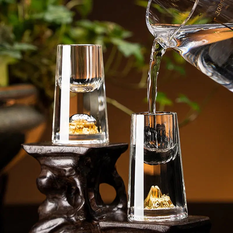 Auragold - Verre à shot Krystal avec vraies feuilles d'or