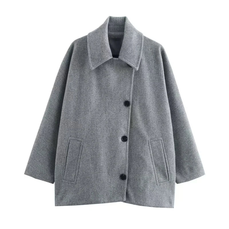 Caroline - Manteau décontracté oversized en laine mélange
