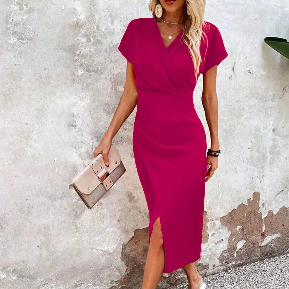 Robe mi-longue à décolleté en V Ingrid sophistiqué avec élégance intemporelle