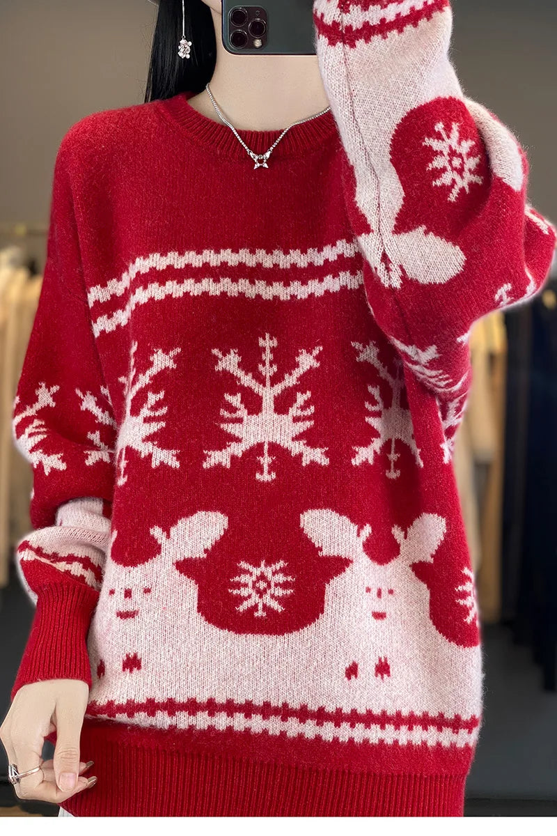 Dana - Pullover en laine tricoté pour femmes à Noël