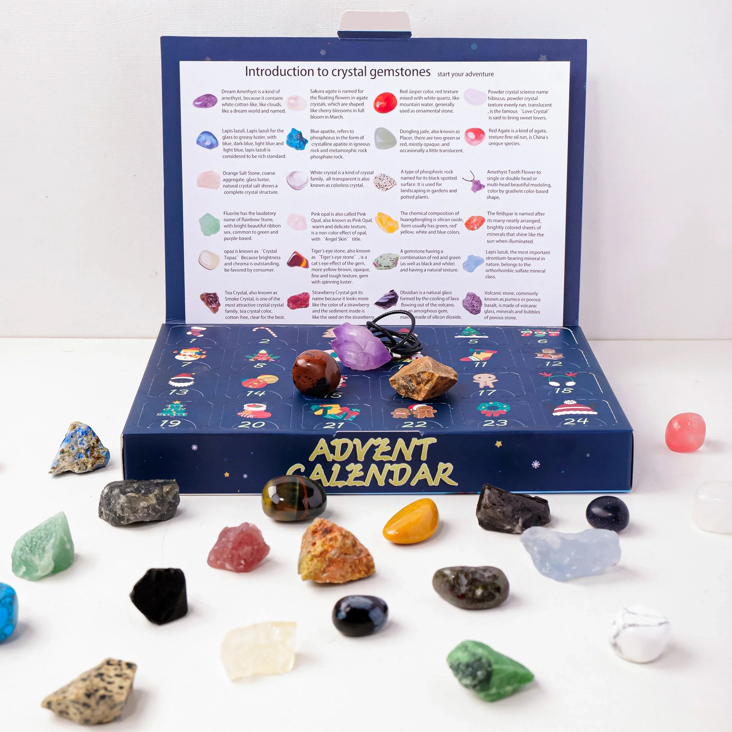 Calendrier de l'Avent avec des pierres de cristal