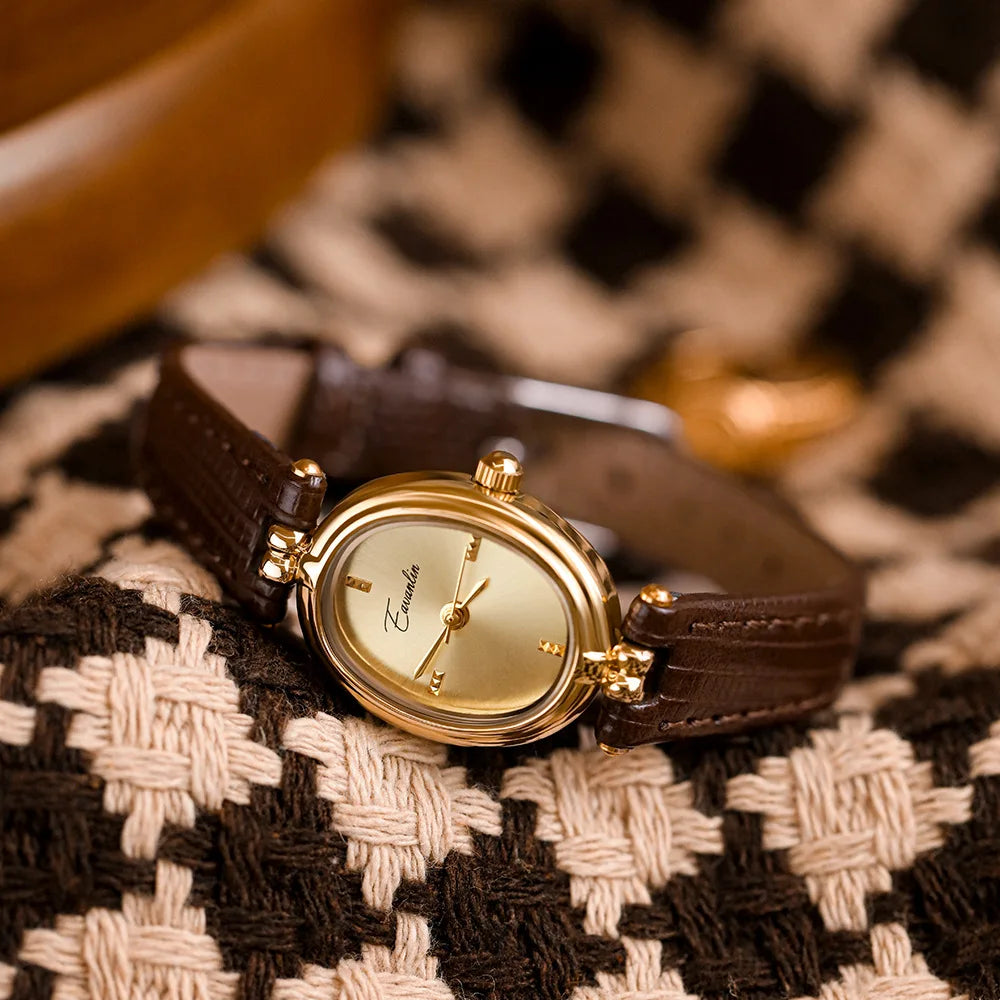 Sara - Montre classique carrée et ovale avec bracelet en cuir