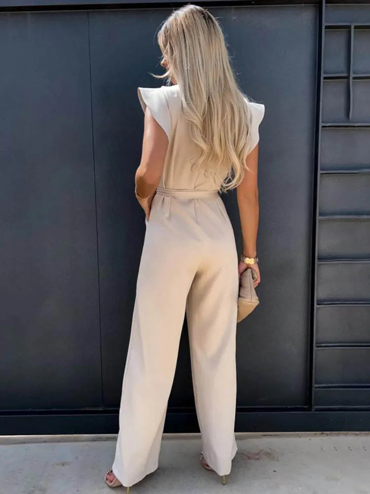 Combinaison Élégante Elvira avec Détail de Nœud - Onepiece Luxueux pour Femmes