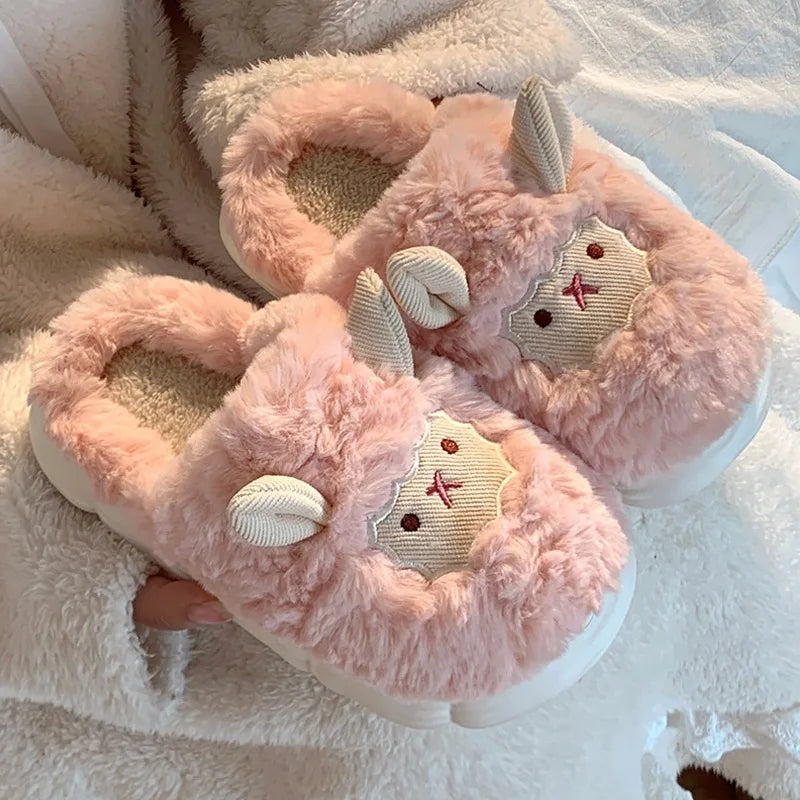 SheepieSteps - Chaussons unisexes en peluche mouton dessin animé