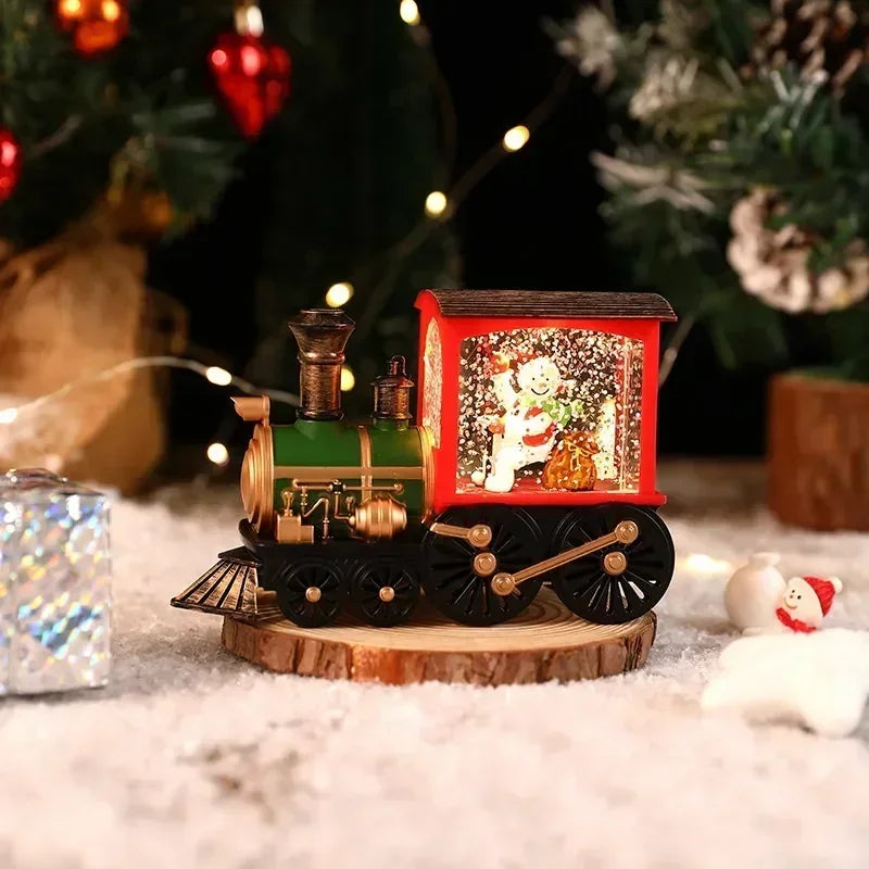 Décoration de train de Noël avec musique de neige