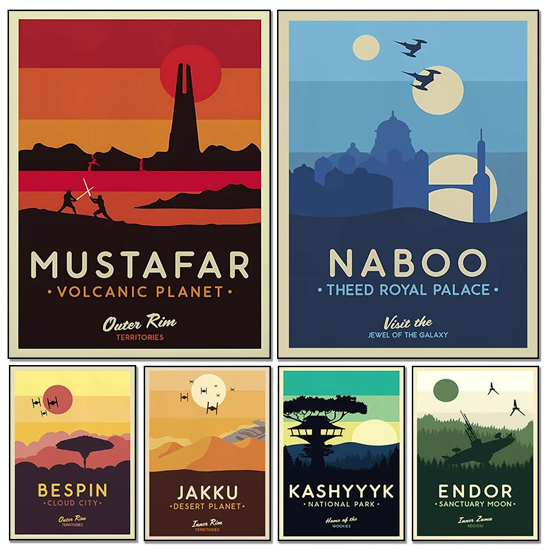 GalacticGetaways - Affiche de voyage Star Wars vintage
