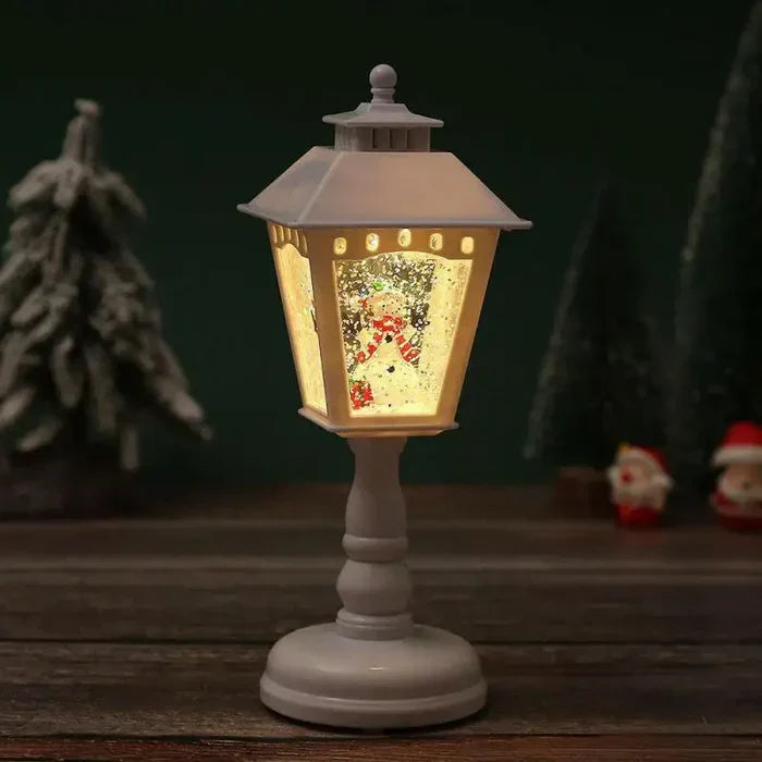 Lanterne à neige scintillante de Noël avec lumière