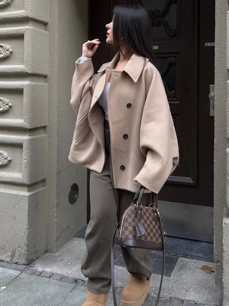 Caroline - Manteau décontracté oversized en laine mélange