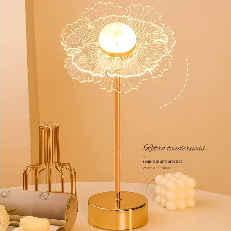 Lampe de bureau LED en acrylique doré rétro
