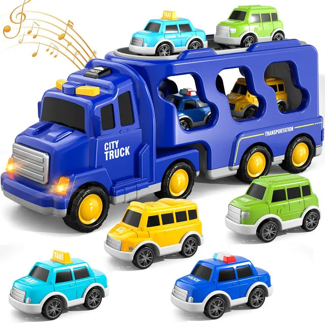 Set de transporteurs DualDeck – Kit de véhicules de marque et de construction avec lumières et sons