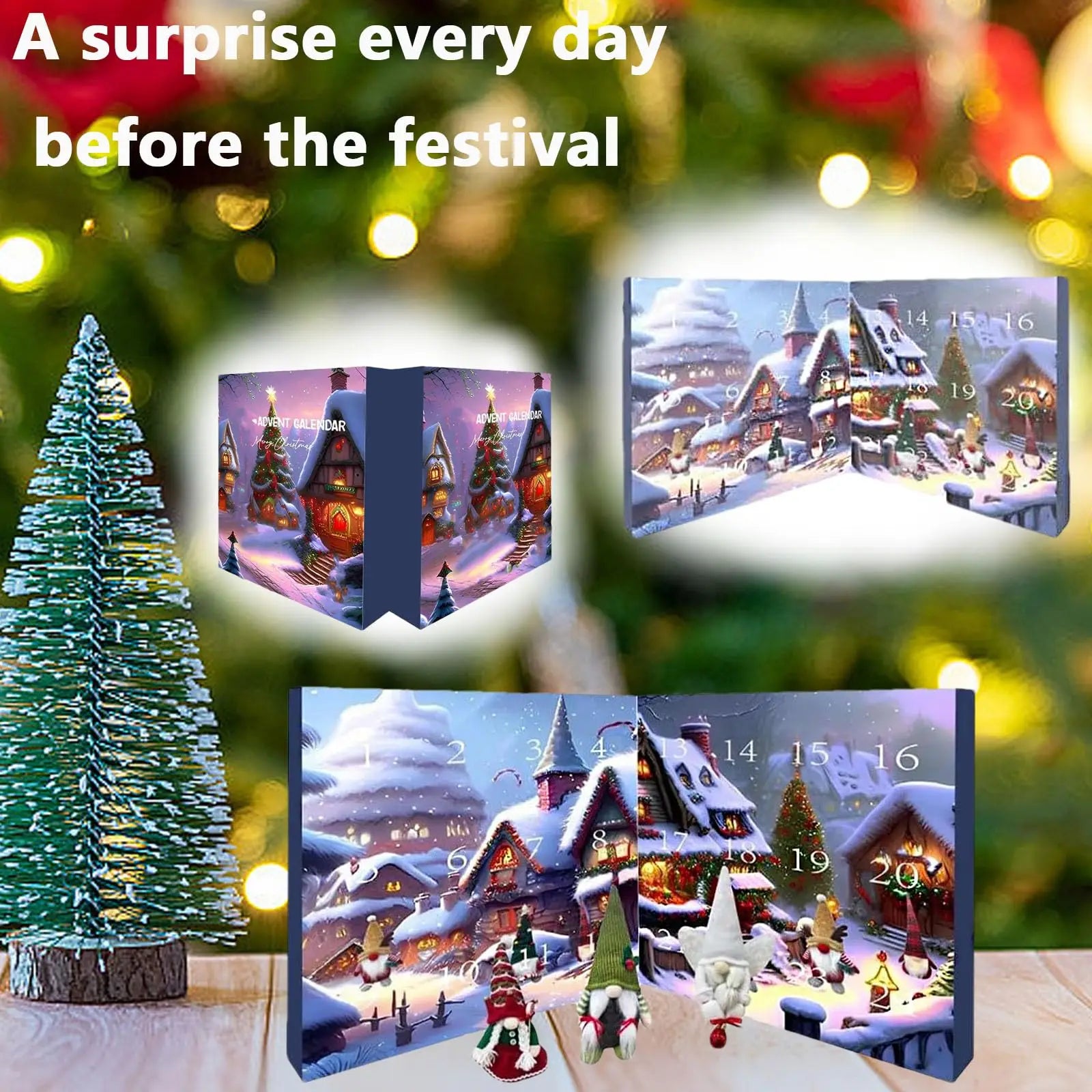 Calendrier de l'Avent de Noël de 24 jours avec des poupées gnome collectionnables