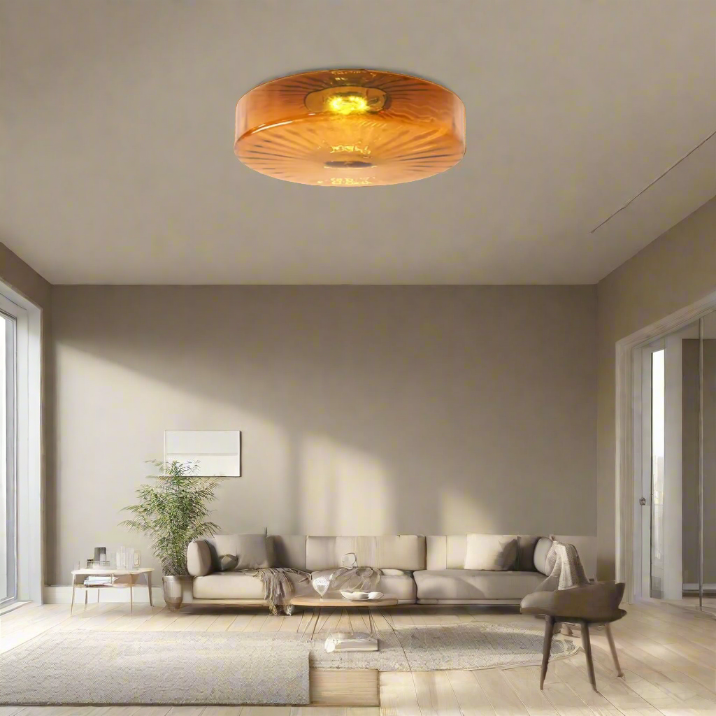 GlowSphere - Lampe de plafond encastrée en verre de couleur ambre texturée