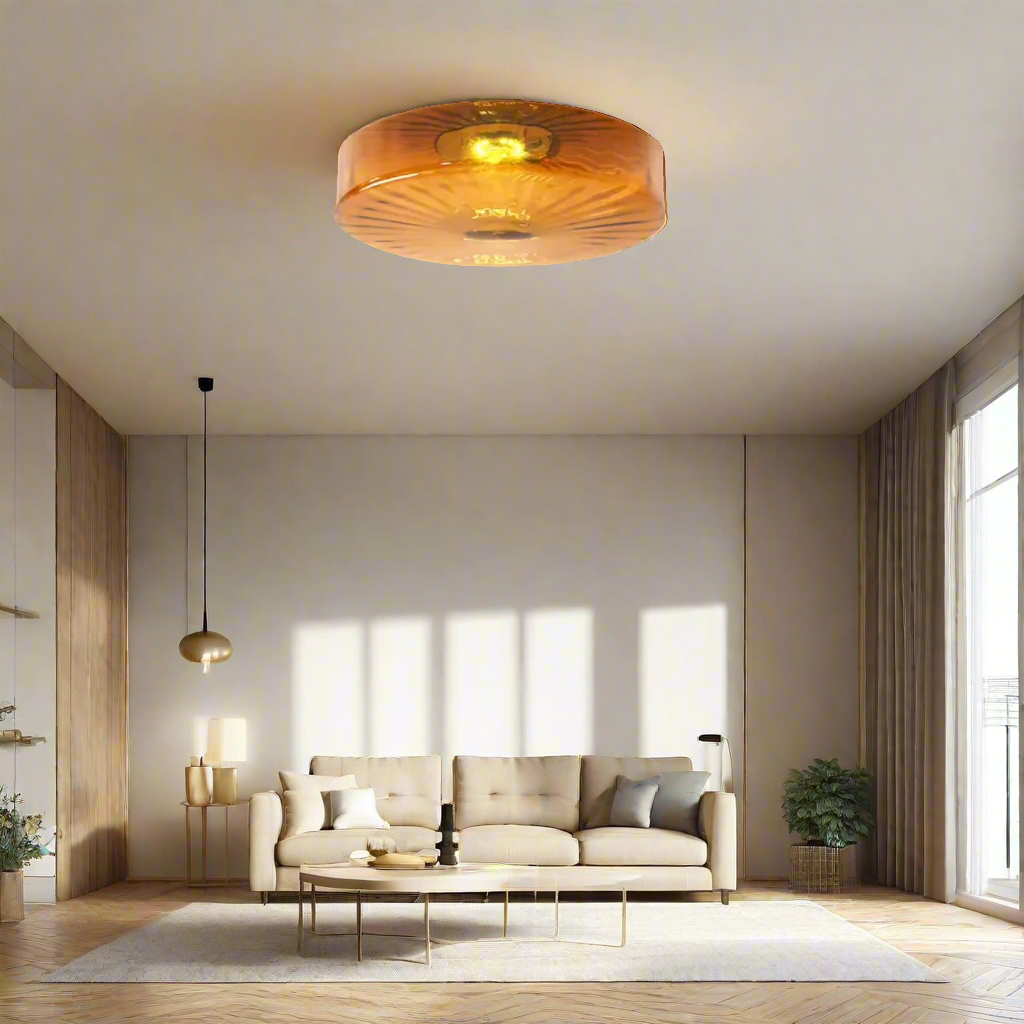 GlowSphere - Lampe de plafond encastrée en verre de couleur ambre texturée