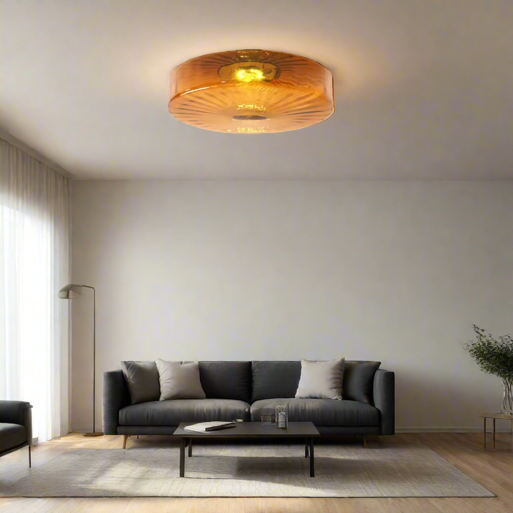 GlowSphere - Lampe de plafond encastrée en verre de couleur ambre texturée