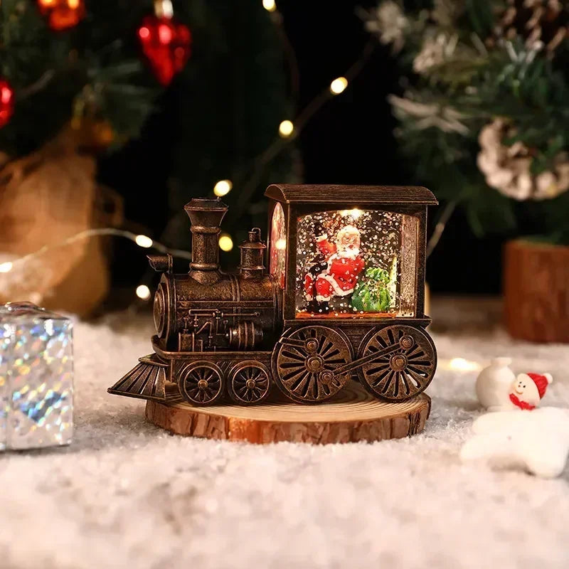 Décoration de train de Noël avec musique de neige