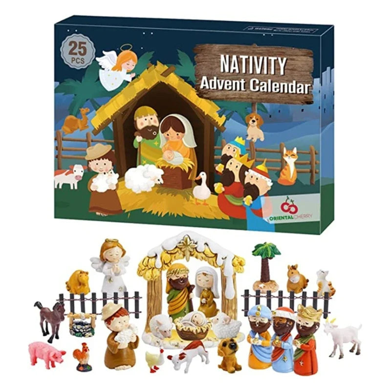 Calendrier de l'Avent Crèche 24 Miniatures en Résine de la Sainte Famille